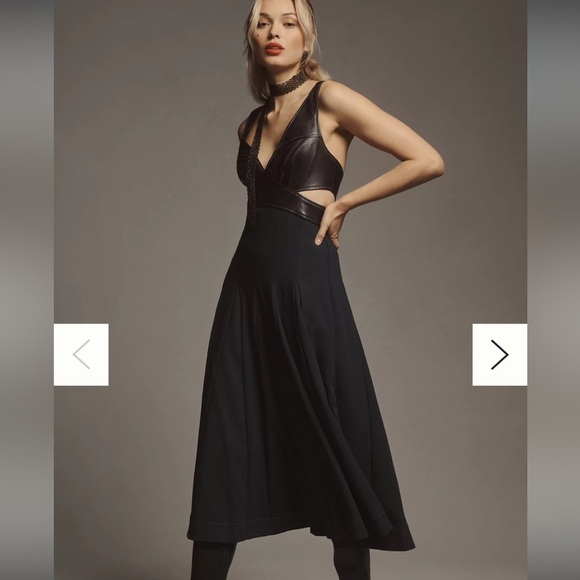 By Anthropologie Sleeveless V-Neck A-Line Midi Dress size 8 NWT - Picture 1 of 9